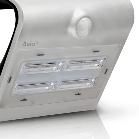 Projecteur Led Mural Solaire 14 x 10.9 x 21.2 cm GRIS Détecteur de mouvements 3.2W 400 Lm ASLO