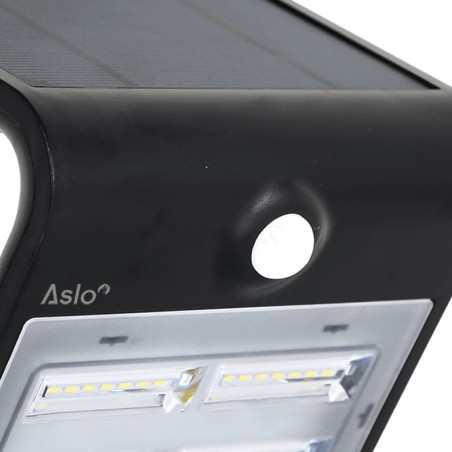 Projecteur Led Mural Solaire NOIR Détecteur de mouvements 3.2W 400 Lm ASLO