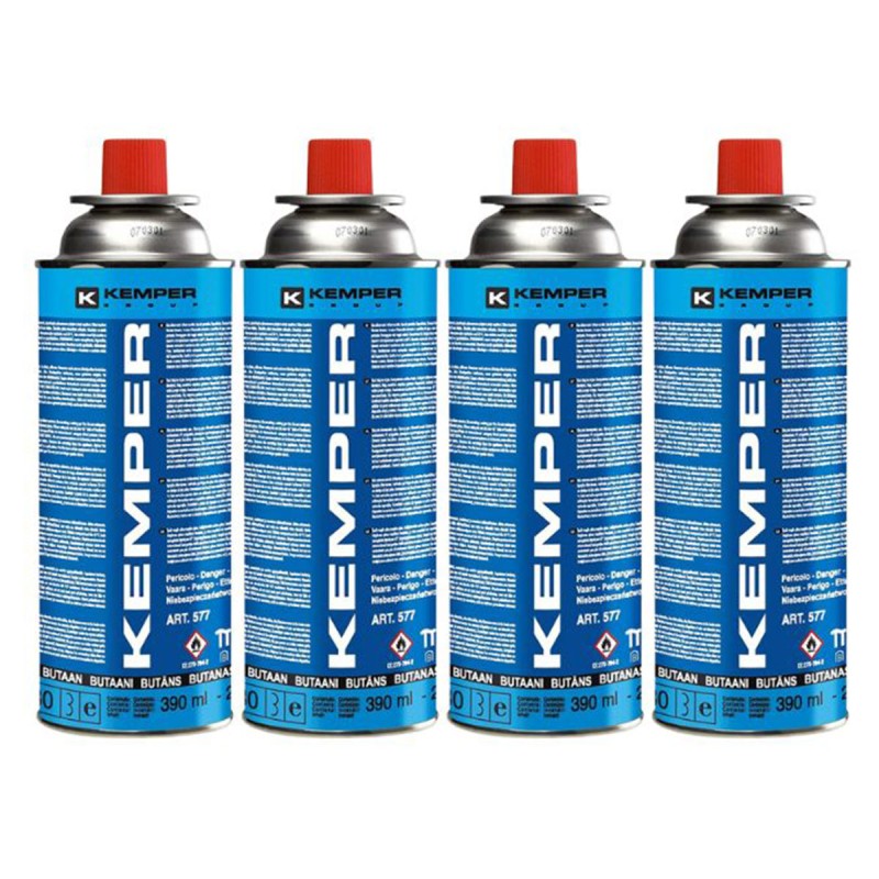 Pack de 4 Cartouches gaz 227g Bouteille de gaz Butane Camping Réchaud Barbecue KEMPER