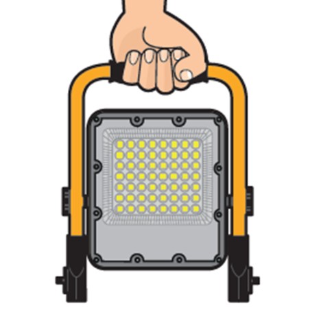 Projecteur LED rechargeable 50W 1800Lm 6000K Extérieur/Intérieur 3 modes Autonomie 4-12h ASLO