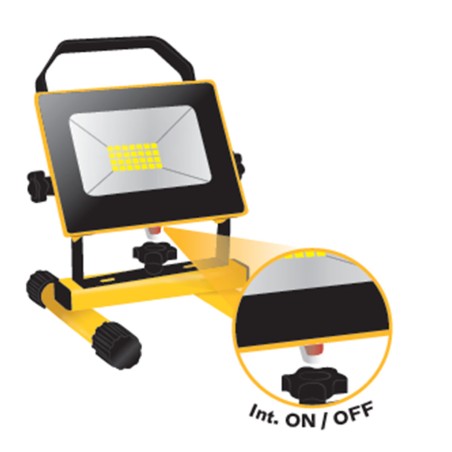 Projecteur LED portable 20W 1800Lm 6500K Extérieur/Intérieur IP65 ASLO