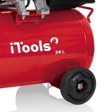 Compresseur d'air 24L 8 bar 2CV 1.5KW 115 PSI + Kit Air comprimé 5 Pièces ITOOLS