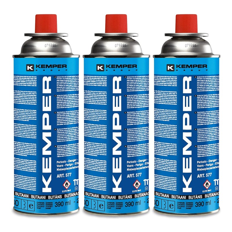 Pack de 3 Cartouches gaz 227g Bouteille gaz Butane Camping Réchaud BBQ Utilisation Facile KEMPER