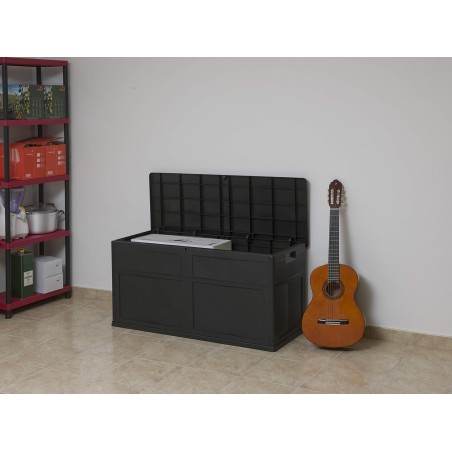 Coffre de Jardin en résine 320 Litres NOIR 119 X 46 X 60 cm Protection Anti UV TOOMAX