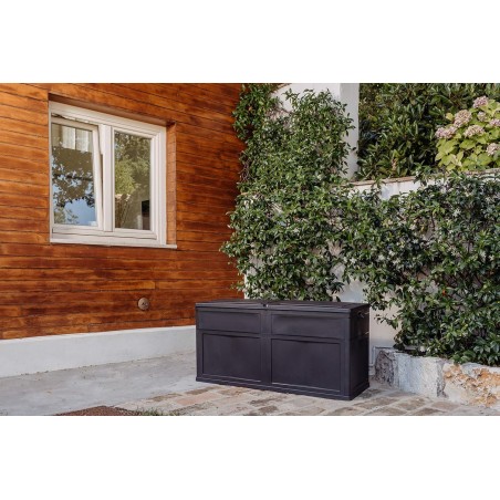 Coffre de Jardin en résine 320 Litres NOIR 119 X 46 X 60 cm Protection Anti UV TOOMAX