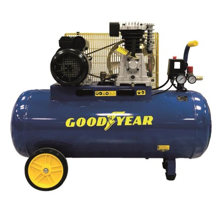 Compresseur d'air 10 bars Réservoir 100L à Courroie 3CV 2250W Débit air 350L/min GOODYEAR