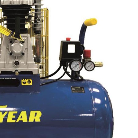 Compresseur d'air 10 bars Réservoir 100L à Courroie 3CV 2250W Débit air 350L/min GOODYEAR