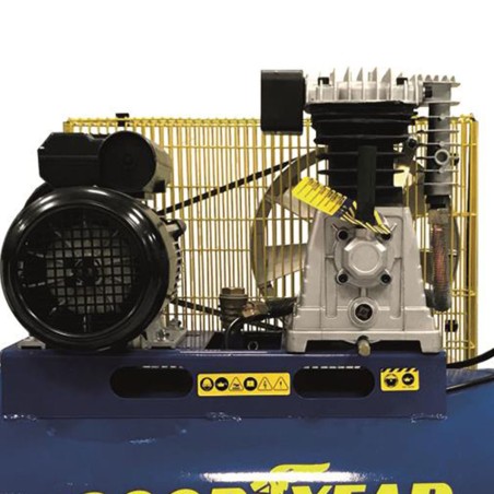 Compresseur d'air 10 bars Réservoir 100L à Courroie 3CV 2250W Débit air 350L/min GOODYEAR