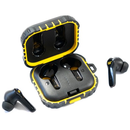 Ecouteurs sans fil Bluetooth noir Réduction de bruit Portée 10m autonomie 4-5h IP55 IOS Android CAT