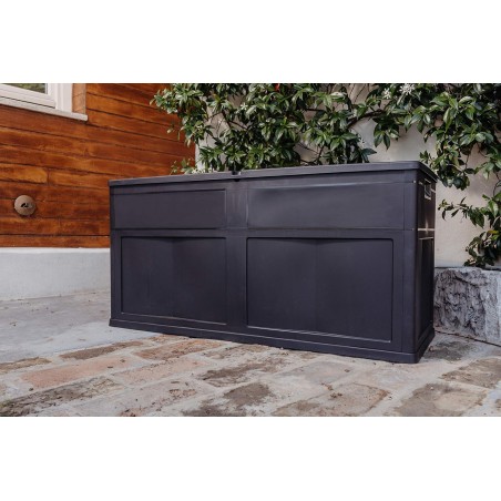 Coffre de Jardin en résine 320 Litres NOIR 119 X 46 X 60 cm Protection Anti UV TOOMAX
