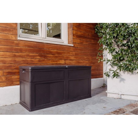 Coffre de Jardin en résine 320 Litres NOIR 119 X 46 X 60 cm Protection Anti UV TOOMAX