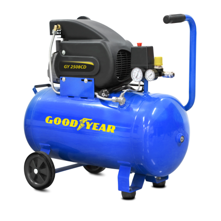 Compresseur d'air Silencieux 50 Litres 8 bar 2CV 1.5KW 115 PSI + Kit Air comprimé 5 pièces GOODYEAR