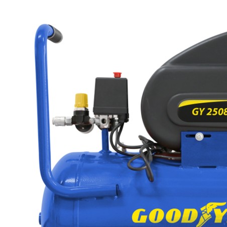 Compresseur d'air Silencieux 50 Litres 8 bar 2CV 1.5KW 115 PSI + Kit Air comprimé 5 pièces GOODYEAR