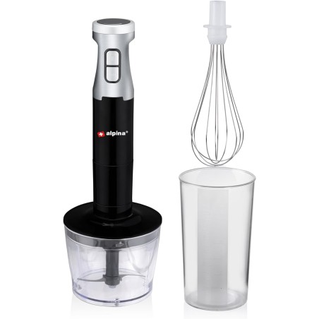Mixeur plongeant Inox avec hachoir 1000W 2 Vitesses + Turbo Fouet ALPINA