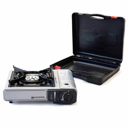 Réchaud à gaz 2200W Allumage piezo Double système de sécurité Mallette KEMPER