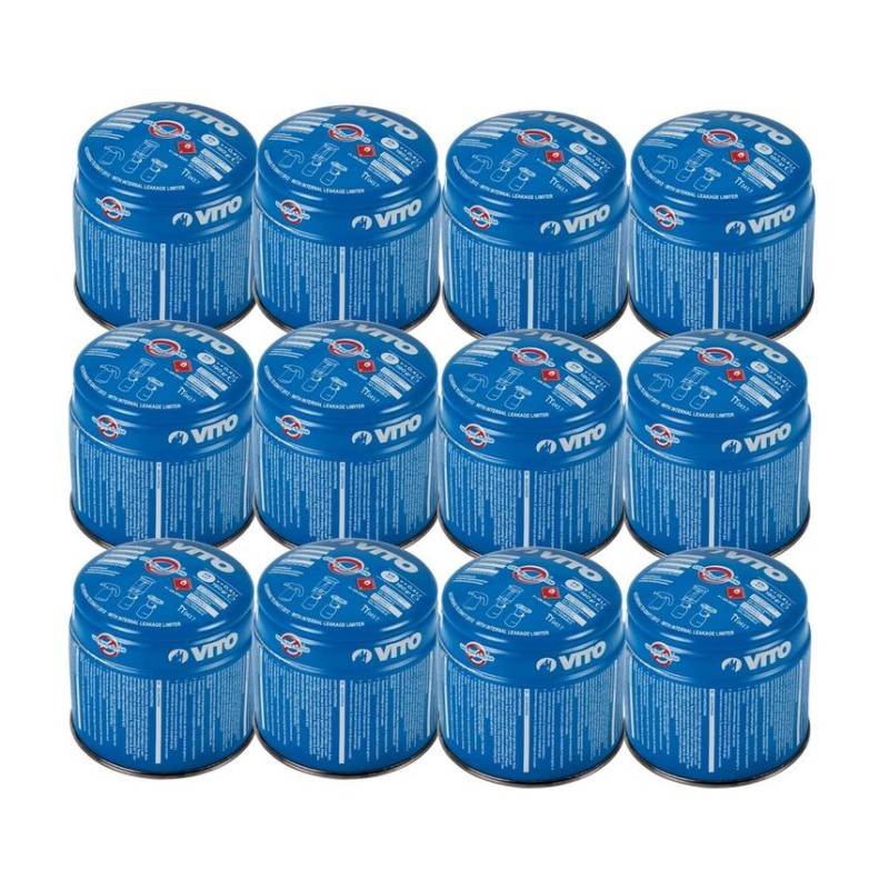 Pack de 12 Cartouches gaz 190g butane perçable sécurité stop-gaz VITO