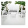Salon de jardin 4 pièces Canapé 2 places + 2 fauteuils + Table basse Résine Blanche