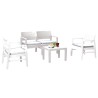 Salon de jardin 4 pièces Canapé 2 places + 2 fauteuils + Table basse Résine Blanche