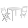 Set de jardin 3 pièces Table blanche + 2 chaises pliantes de jardin