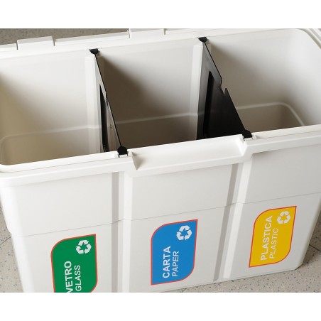 Poubelle de tri 3 bacs de 25L Dim 75 x 37 x H50 cm Avec couvercle Recyclage 3 en 1 DEA HOME