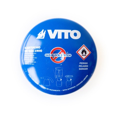 Cartouche gaz 190g butane perçable avec système sécurité stop-gaz  VITO