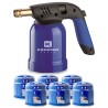Lampe a souder Coque Acier Allumage piezo + 6 Cartouches de gaz 190gr STOP GAZ Perçables KEMPER