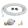 Kit connexion gaz complet pour réchauds gaz tuyau souple 1.50m + Embout tétine + Détendeur butane 28 mbars