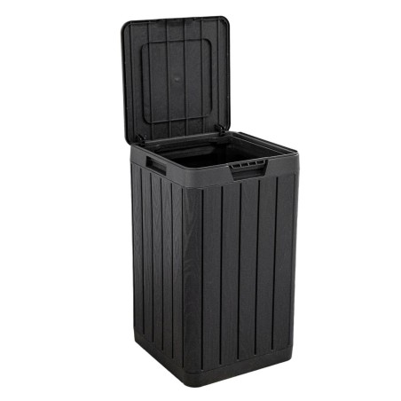 Poubelle de jardin 80 Litres Noire 38 x 38 x H65 cm Couvercle à pression TOOMAX