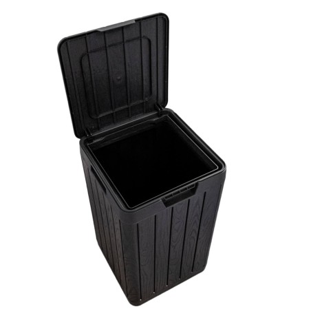 Poubelle de jardin 80 Litres Noire 38 x 38 x H65 cm Couvercle à pression TOOMAX