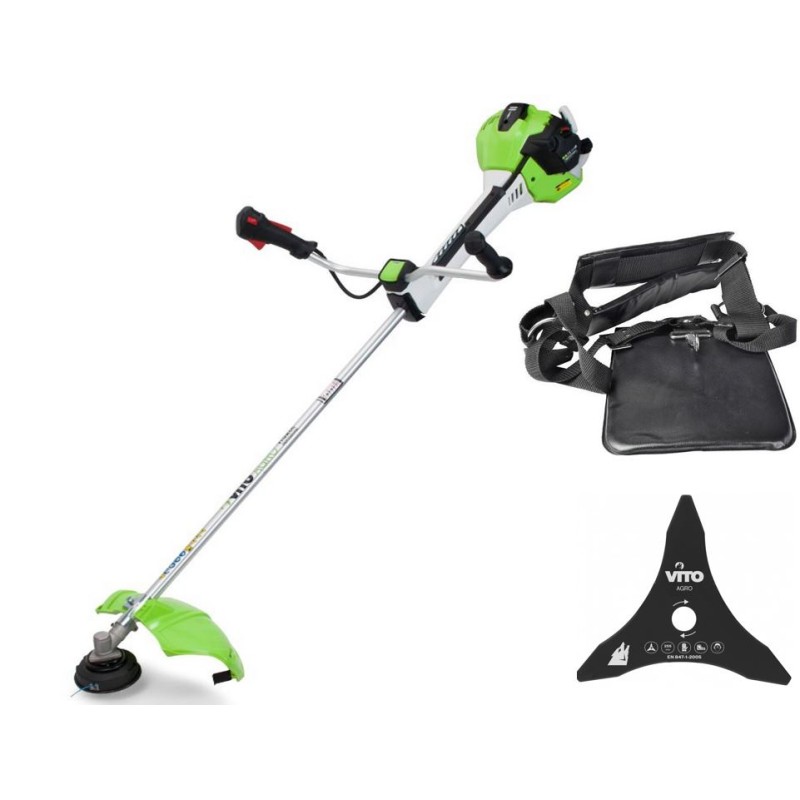 Debroussailleuse thermique 43 Cm3 Moteur 2T 1,6CV + Lame 3 dents + Bobine de fil + Harnais de portée VITO