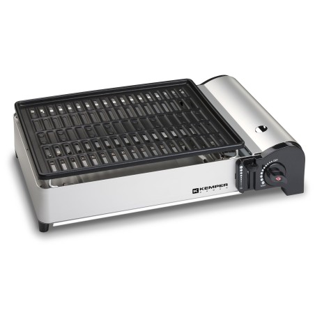 Barbecue à gaz 1900W Grille anti adhesive + 4 cartouches gaz camping KEMPER