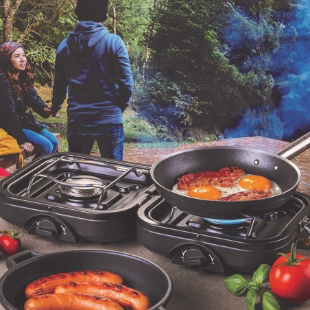 Réchaud gaz 2 feux 4600W pliable Camping KEMPER