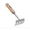 Rateau de jardin 5 dents Manche bois Inox et Fer forgé à la main  VITO