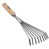 Balai de jardin à gazon 8 dents 13Cm Manche bois Inox et Fer forgés à la main VITO