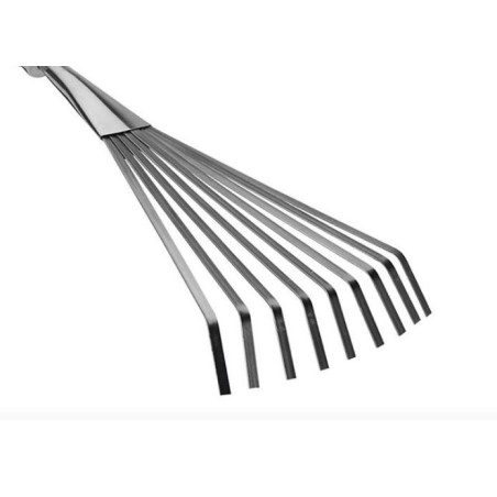 Balai de jardin à gazon 8 dents 13Cm Manche bois Inox et Fer forgés à la main VITO