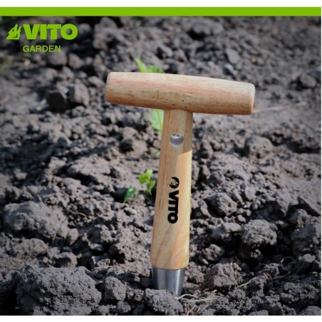 Plantoir à bulbes manche en T Outil de jardin Manche bois Inox Haute qualité VITO