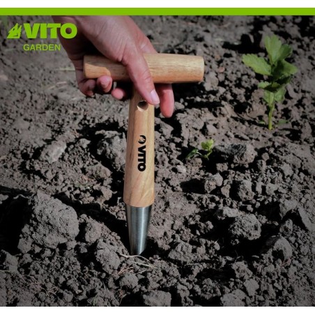 Plantoir à bulbes manche en T Outil de jardin Manche bois Inox Haute qualité VITO