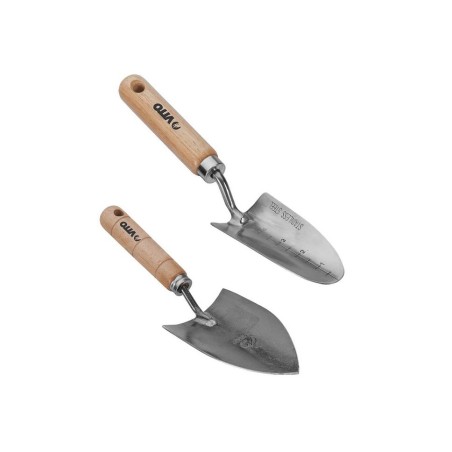 Kit 9 outils de jardin Manche bois Hêtre Inox et Fer forgés à la main VITO