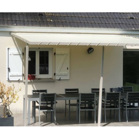 Bâche Pergola 4 x 4 m IVOIRE PVC Grammage  640 g/m2 Haute Protection UV