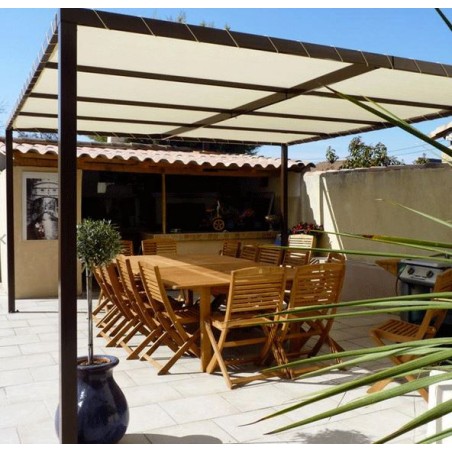 Bâche Pergola 4 x 4 m IVOIRE PVC Grammage  640 g/m2 Haute Protection UV