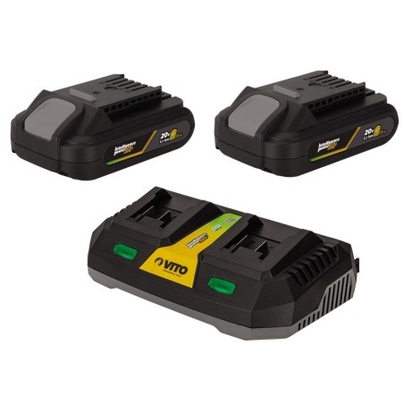 Pack 2 Batteries Lithium 20V 2Ah + Chargeur double Gamme sans fil EGO LI VITO