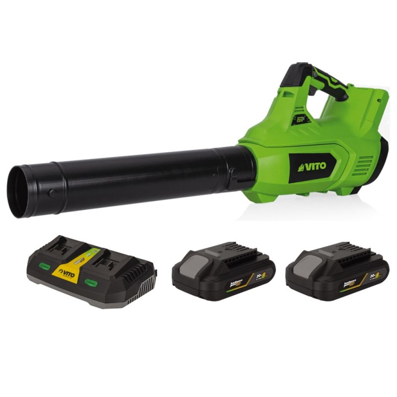 Souffleur de jardin 40V + 2 Batteries lithium 2AH + Chargeur DOUBLE VITO