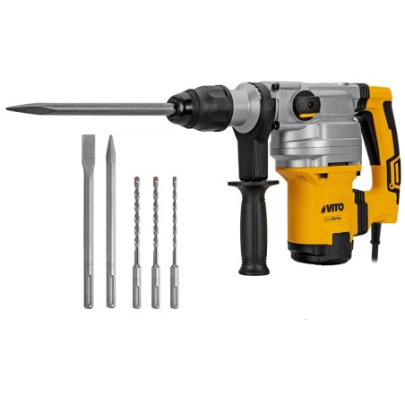 Marteau perforateur burineur 1050W SDS MAX 9 joules Burins et Forets inclus Mallette VITO