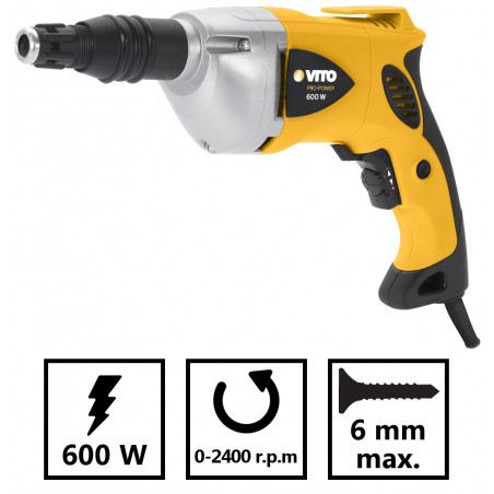 Visseuse pour plaque de platre 600W Sens de rotation réversible Vitesse variable Vis jusqu'à 6 mm VITO