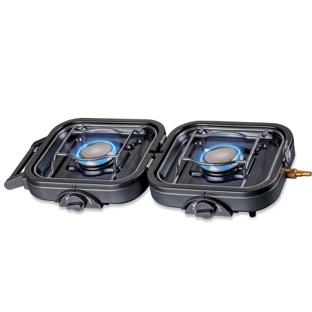 Réchaud gaz 2 feux 4600W pliable + 2 Cartouches de gaz KEMPER