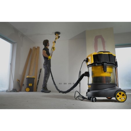 Aspirateur Plâtres Eau et Poussières 1200W Cuve 25L Professionnel Chantier Atelier VITO