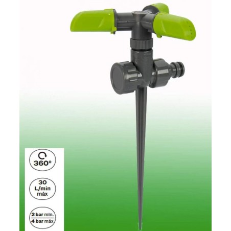 Arroseur rotatif sur pic 3 bras Pression : 2-4 bar Fonction 360° Débit : 30L/min VITO