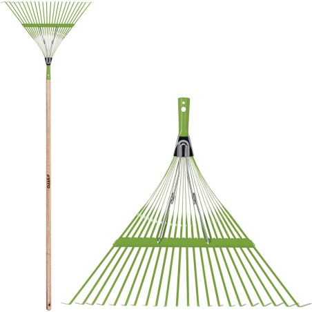 Balai à gazon 157 cm avec manche en bois 22 dents VITO