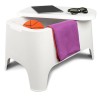 Table basse de jardin 59x 39x 36cm Blanche Avec couvercle Extérieur / Intérieur TOOMAX