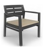 Salon de jardin 4 pièces Anthracite Canapé 2 places + 2 fauteuils + Table basse + 3 Coussins écru KZ GARDEN